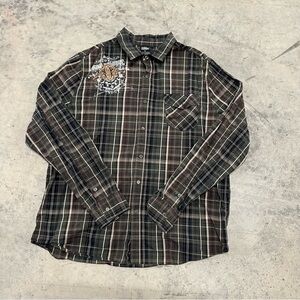 MMA Elite Long Sleeve Button Down Shirt Plaid XL